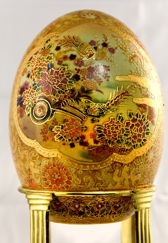 Vintage Cloisonne Decorative Pottery Egg Etsy