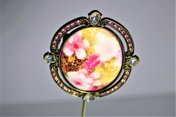 Vintage Leopard Print Floral Brooch - image 9