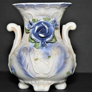 Vintage Porcelain 3D Rose Flower Vase