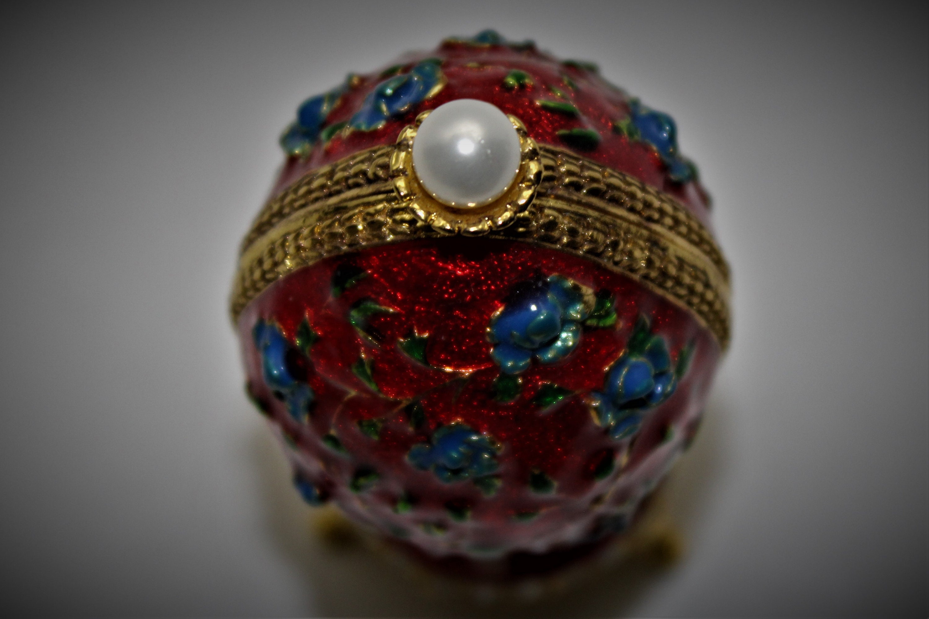 Vintage Egg Shaped Trinket Jewelry Box Etsy