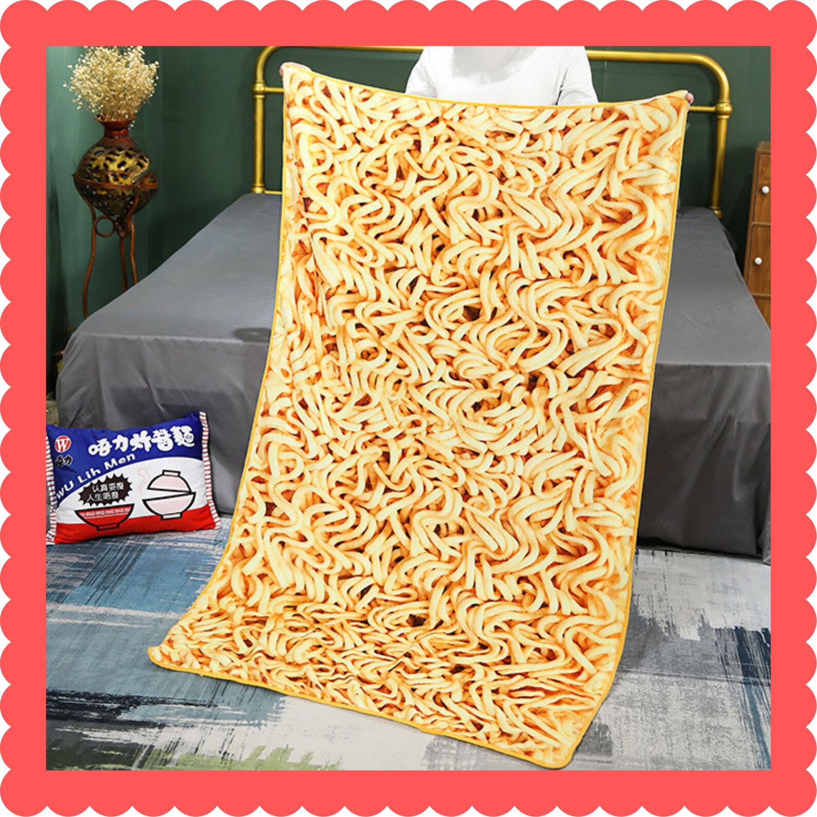 Kawaii Ramen Blanket And Pillow Instant Noodles Blanket And Etsy