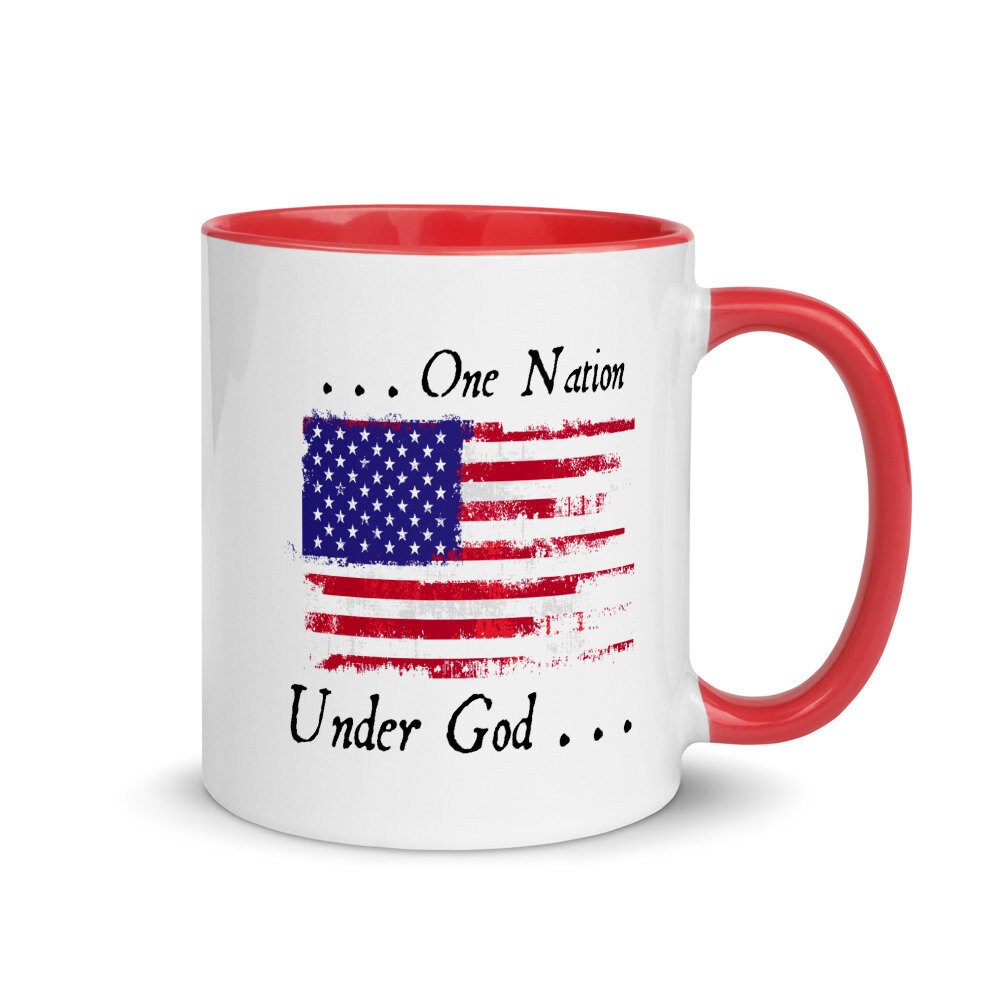 One Nation Under God Coffee Mug with Accent Color Distressed Etsy