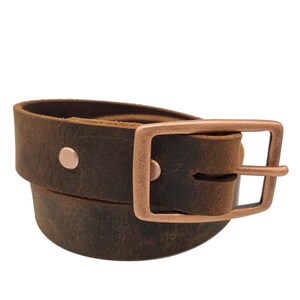 Distressed Brown Leather Belt for Men and Women | Crazy Horse Minimalist Holster Belt | Engravable Gift for Father's Day or Anniversary