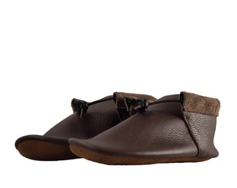 Outlander Moccasins for Men | Genuine Leather Soft Sole Earthing Shoe | Handmade Early American Ankle High Footwear for SCA, LARP