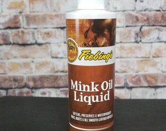 Fiebing's Mink Oil, 8 fl. oz | Liquid Mink Oil | Leather Protectant | Preserve | Waterproof | Soften | Leather Care | Leather Accessories