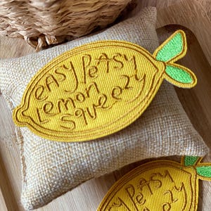 Citronlapp, broderad citronlapp, stryklapp, fruktlapp