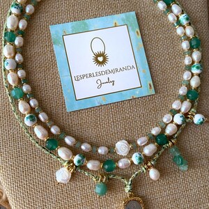 collier ras du cou en perles de culture AAA, pierres naturelles heishi aventurine,cadeau maman,fête des mères image 7