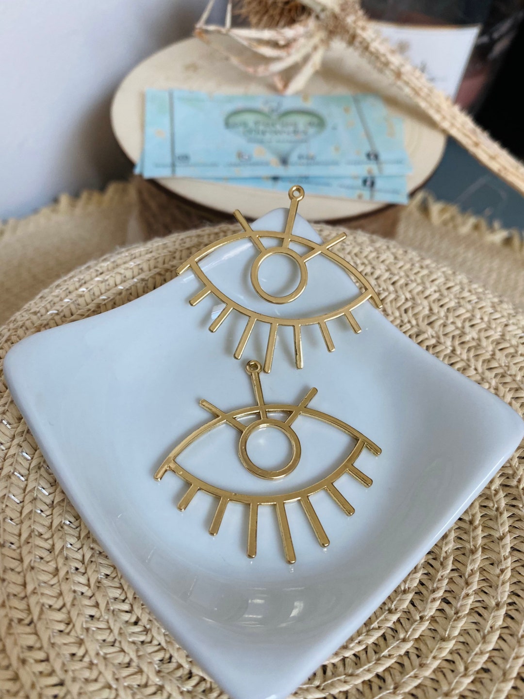Pendentif Breloque Nazar œil Bleu Protège-malheur En Or Jaune 14 Carats - Poli Neuve