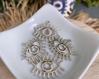 2 x breloque pendentif mauvais oeil evil eye 25x20mm