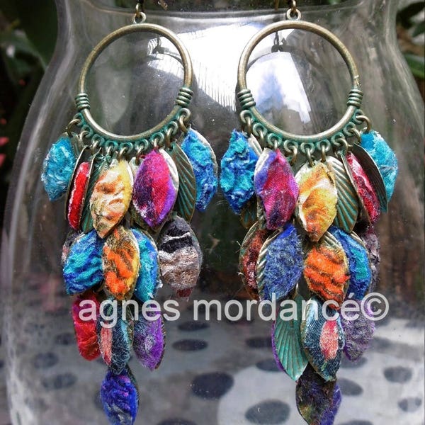 Felted silk multicolored "gypsy" - unique earrings