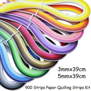 900 Strips Quilling Paper Set 39cm Mixed Colour DIY Decoration Gift Gradient Craft Paper 3/5mm Origami Craft DIY Quilling