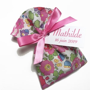 Set di 5 sacchetti portaconfetti personalizzati in Liberty Betsy fucsia 2019