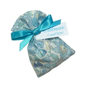 Set di 5 sacchetti di confetti personalizzati in turchese Liberty Betsy