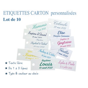 10 Etiquettes carton pour personnalisation de sachets pochons de dragées image 1