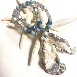 Natural Oyster shell necklace with beads, Beach jewelry, Coastal necklace, Resort accessory, Beach Lover&#39;s unique gift, Artisan handmade