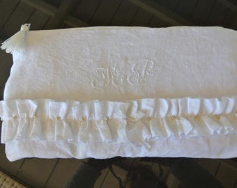 white sleeve with monogram