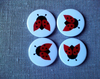 Aimants badge rond motif coccinelle