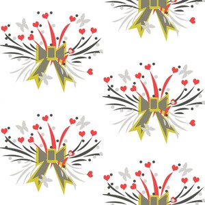 tissus imprimé motif bouquet et noeud image 1