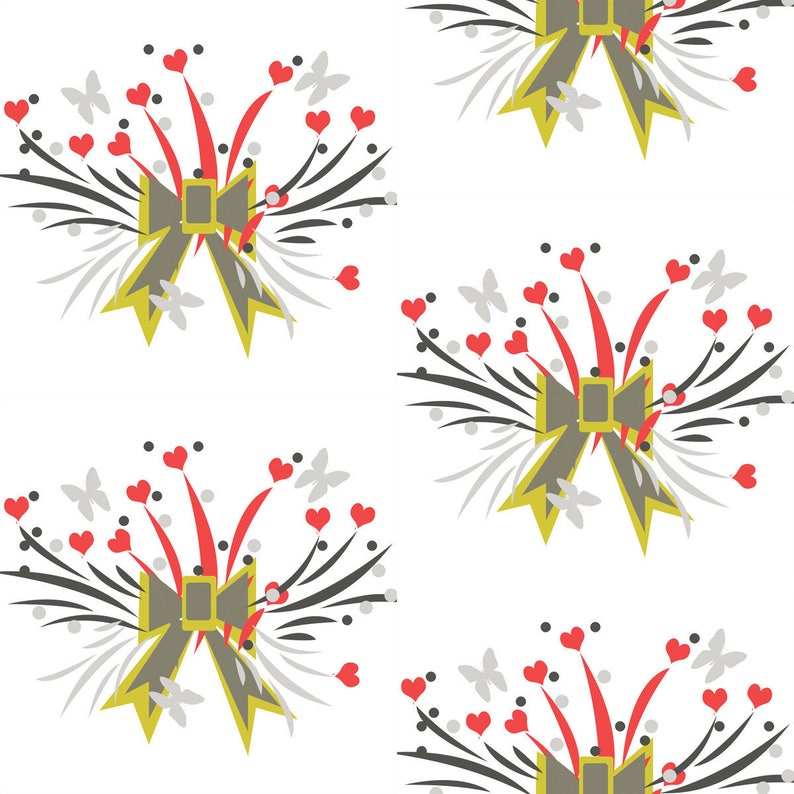 tissus imprimé motif bouquet et noeud image 1