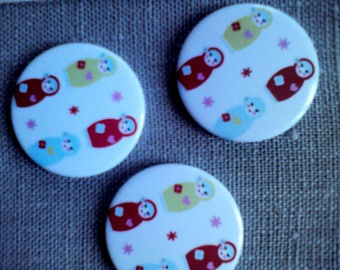 Button magnets round nesting doll pattern