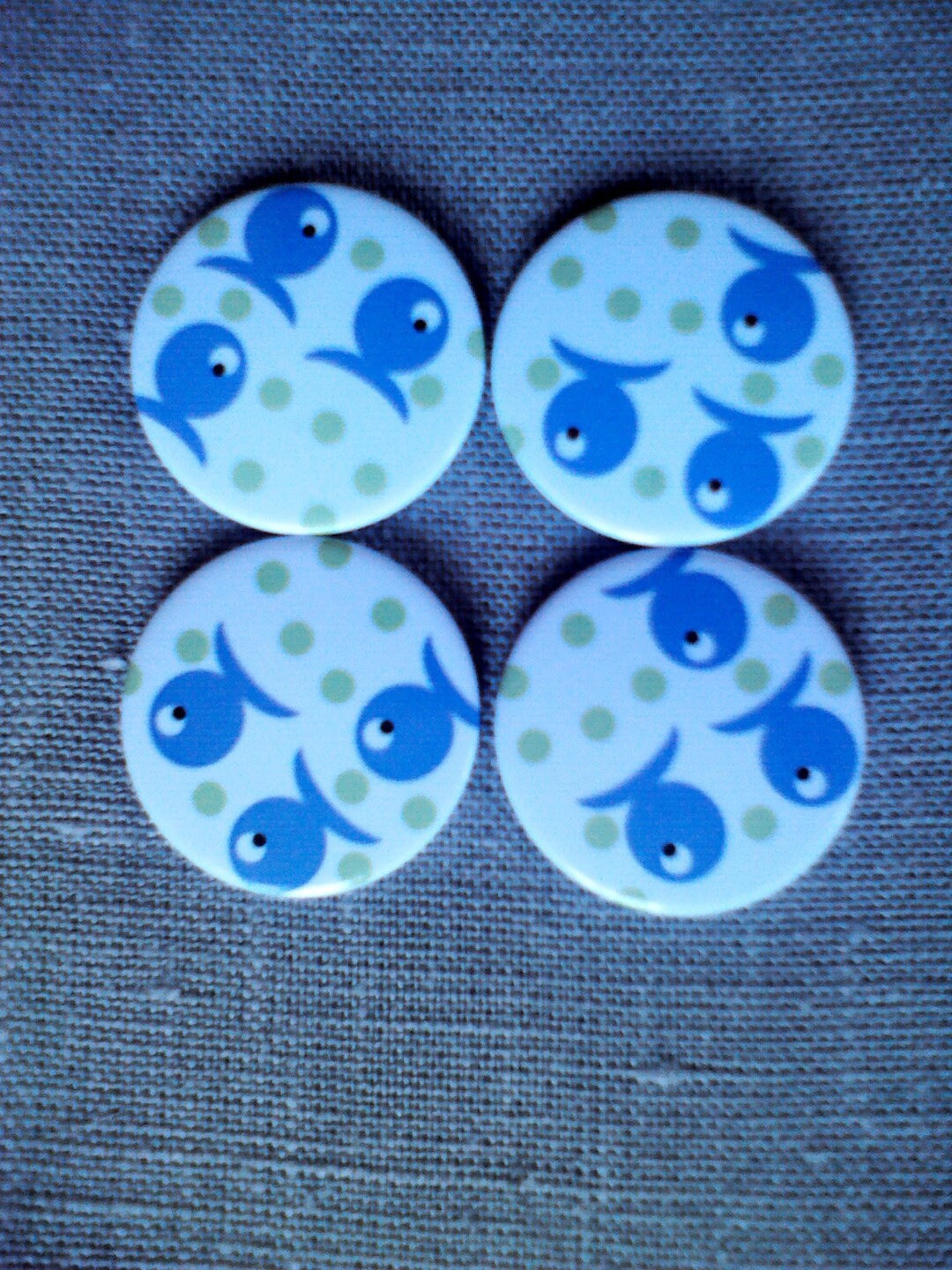 Aimants Badge Rond Motif Poisson et Bulle