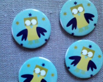 Button magnets round owls pattern