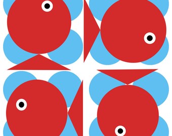 création de tissus imprimés motifs poissons rouges