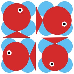 création de tissus imprimés motifs poissons rouges et bulles image 2