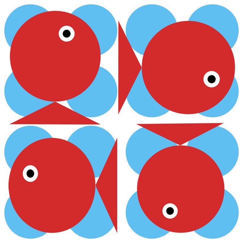 création de tissus imprimés motifs poissons rouges et bulles image 2
