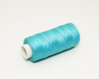 Bobine de fil à coudre 350 m turquoise, fil à coudre turquoise 100% polyester