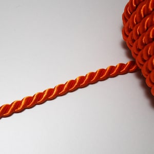Orange gedrehte Satinschnur 7 mm, Meterware