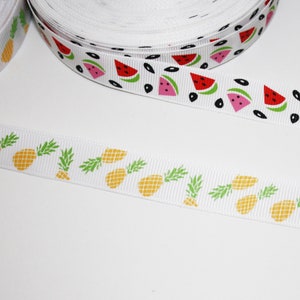 Ruban gros grain 15 mm pastèques ou ananas vendu au mètre