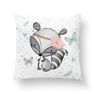 Panel 2 models raccoon and hedgehog girl version in printed cotton PREMIUM oeko tex 37.5 x 37.5 cm