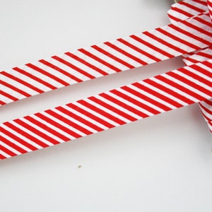 Red and white striped bias binding 18 mm sold by the meter