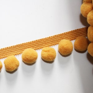 Nastro pompon color miele 20 mm, 1 m, nastro pompon, nastro pompon giallo senape