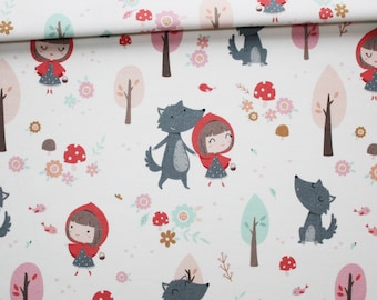 Le Petit Chaperon rouge chaperon in premium printed cotton oeko tex white background