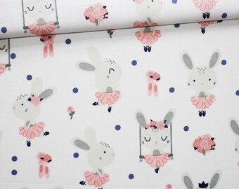 Rabbit fabric on pink and grey printed cotton swings
