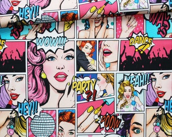 PREMIUM oeko tex printed cotton pop art comic fabric