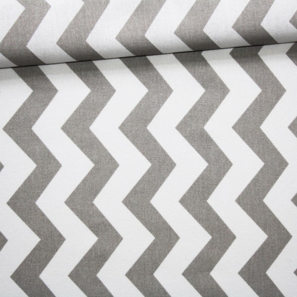 Tissu chevrons gris et blancs en coton imprimé oeko tex