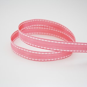 Ruban gros grain rose et blanc 12 mm, 1 m, ruban rose avec un fil à coudre blanc
