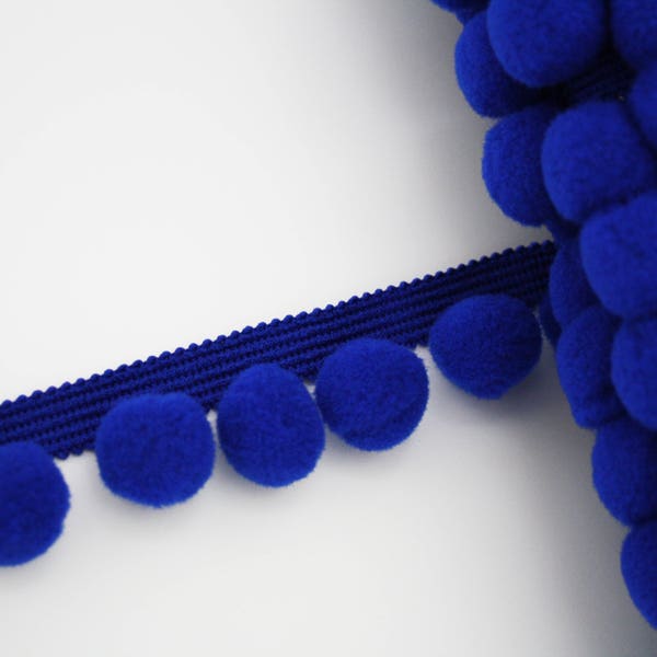 Galon pompons bleu marine 20 mm, 1 m, ruban à pompons, galon à pompons