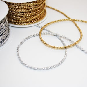 3 mm gold or silver sequined cord