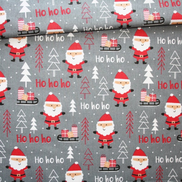 Tissu petit Papa Noël 2 coloris en coton imprimé oeko tex