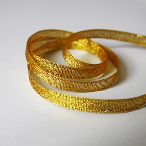 3 m de ruban doré pailleté 7 mm, décoration mariage, Noël, cadeau, ruban or jaune