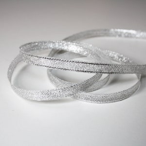 Ruban argenté pailleté 7 mm, 3 m, décoration mariage, Noël, cadeau