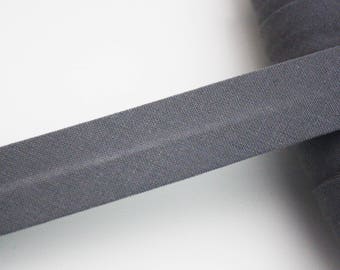 Gray bias, 18 mm, universal pré-plissée cotton bias