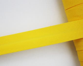Plain yellow bias, 18 mm, universal pré-plissée cotton bias