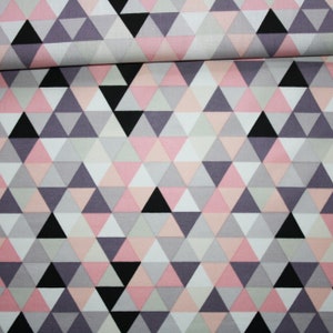 Triangle fabric 25 mm pink black purple grey cotton printed oeko tex