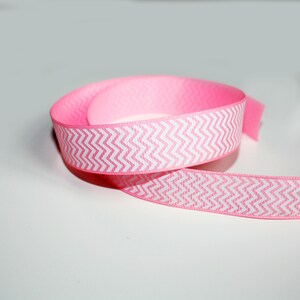 Ruban chevrons rose bonbon et blanc, 20 mm, 1 m, ruban gros grain zigzag imprimé, non adhésif
