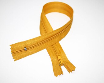 Set of 3 zip closure, 30 cm, mustard yellow, not separable